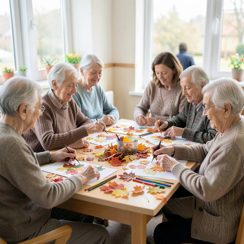 Uckfield dementia residents create mixed-media autumn artwork at sensory session